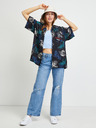 Guess Hellblaues geripptes Damen-Cropped-Shirt Guess