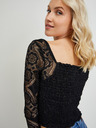 Guess Schwarzes Damen-Top mit Spitzenärmeln Guess