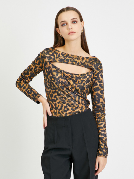 Guess Guess Phoebe Braunes gemustertes Damen-Shirt
