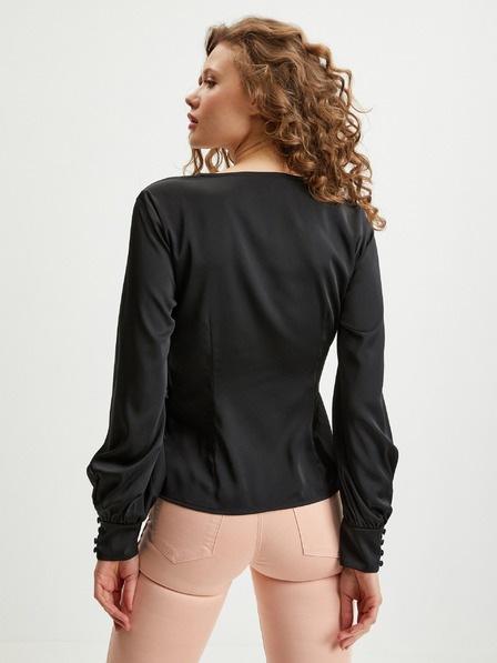 Guess Schwarze Damen-Wickelbluse aus Satin Guess Lovisa