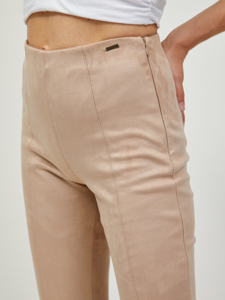 Guess Beigefarbene Slim Fit Hose für Damen aus Wildleder Guess Maya