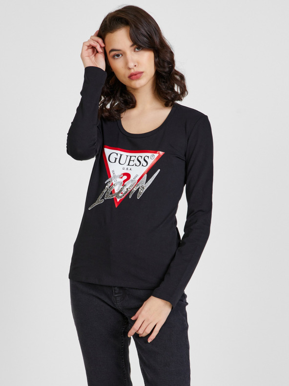 Guess Schwarzes Guess Icon Damen-T-Shirt