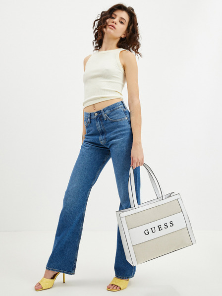 Guess Weiß-beige Damen Guess Monique Tote Handtasche
