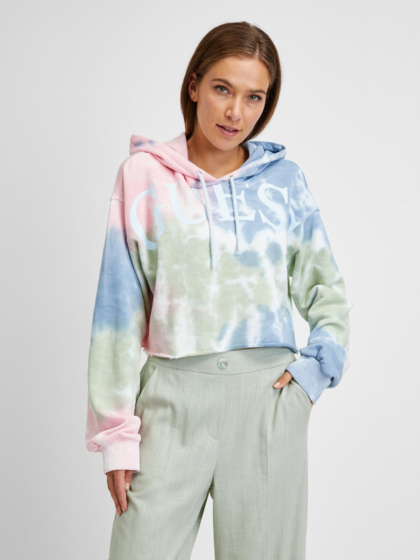 Guess Grüner und blauer Guess Batik-Kapuzenpullover für Damen