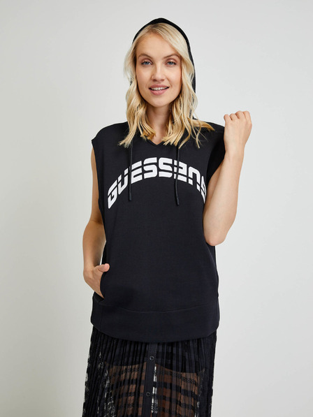 Guess Schwarzer ärmelloser Damen-Kapuzenpullover Guess Camilla