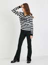 Guess Weiß-schwarz gestreifter Damen-Pullover Guess Pascale