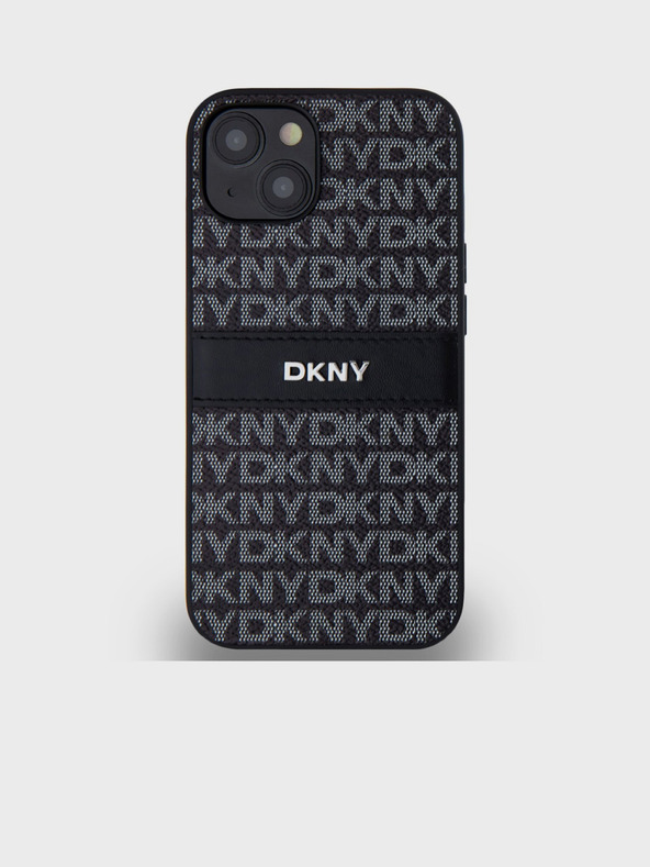 DKNY Rückseite aus PU-Leder mit Streifenmuster für iPhone 14 Schwarz DKNY