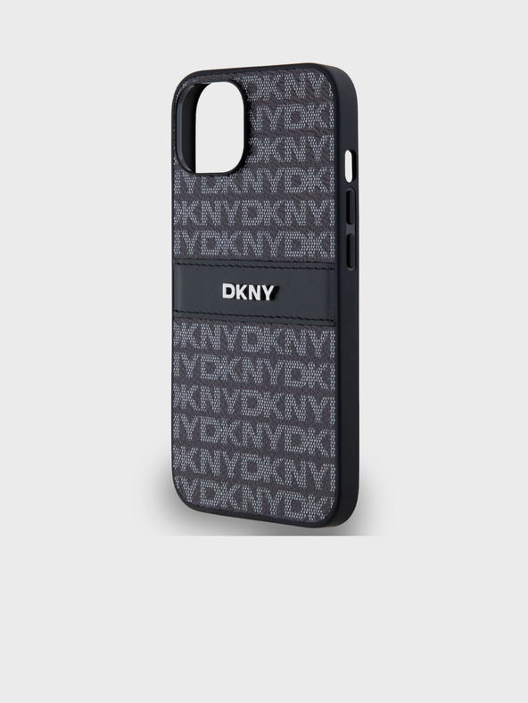 DKNY Rückseite aus PU-Leder mit Streifenmuster für iPhone 14 Schwarz DKNY
