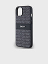 DKNY Rückseite aus PU-Leder mit Streifenmuster für iPhone 14 Schwarz DKNY
