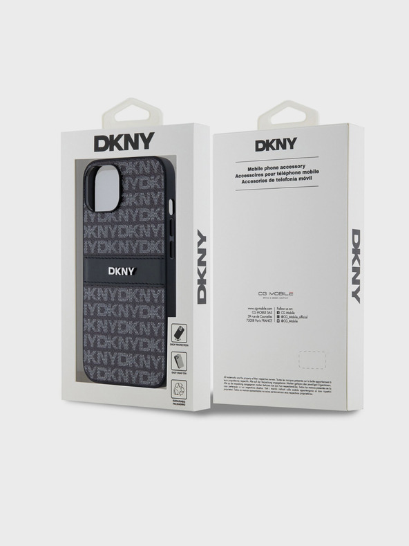 DKNY Rückseite aus PU-Leder mit Streifenmuster für iPhone 14 Schwarz DKNY