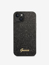 Guess Guess PC/TPU Glitter Flakes Metall-Logo-Rückseite für iPhone 14 Schwarz