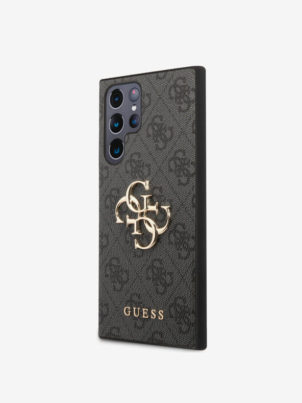 Guess PU 4G Metal Logo Back Cover for Samsung Galaxy S23 Ultra Grey Phone Case