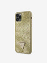 Guess Guess Strasssteinchen Dreieck Metall Logo Hülle für iPhone 11 Pro Max Gold