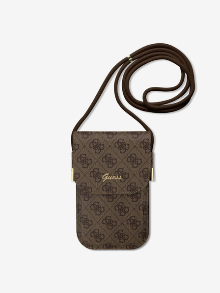 Guess Guess PU 4G Metall-Logo-Skript-Tasche für Handy Braun