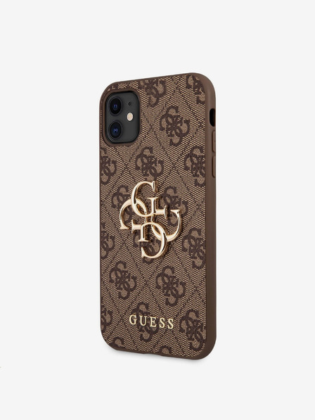 Guess Guess PU 4G Metall-Logo-Rückseite für iPhone 11 Braun