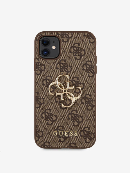 Guess Guess PU 4G Metall-Logo-Rückseite für iPhone 11 Braun