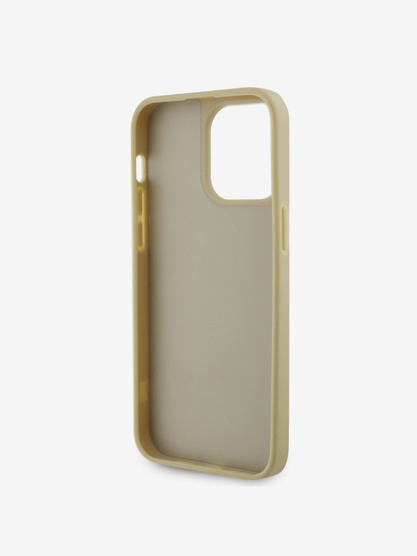 Guess Guess Strasssteinchen Dreieck Metall Logo Hülle für iPhone 15 Pro Max Gold