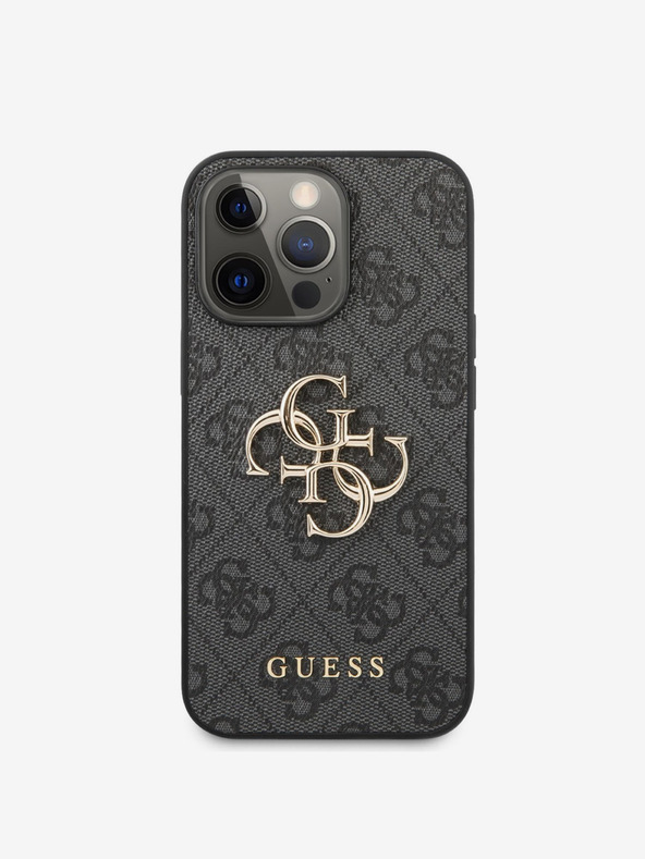 Guess Guess PU 4G Metall-Logo-Rückseite für iPhone 13 Pro Max Grau