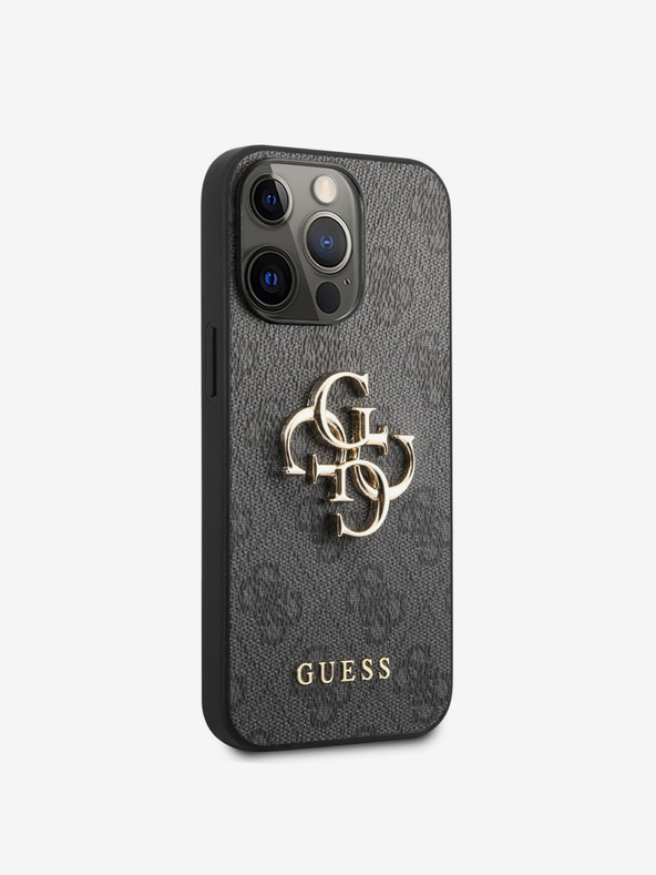 Guess Guess PU 4G Metall-Logo-Rückseite für iPhone 13 Pro Max Grau