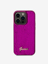 Guess Guess Pailletten-Skript-Logo-Rückseite für iPhone 14 Pro Max Magenta