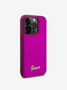 Guess Guess Pailletten-Skript-Logo-Rückseite für iPhone 14 Pro Max Magenta