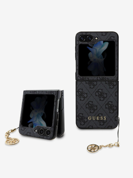 Guess 4G Charm Rückseite Hülle für Samsung Galaxy Z Flip 5 Grey Handyhülle