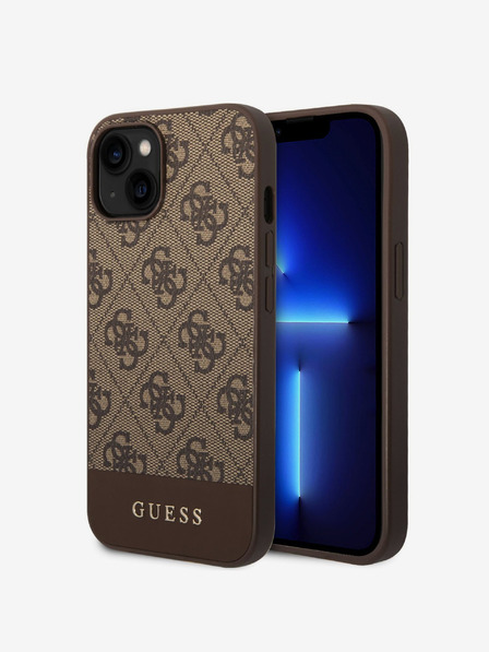 Guess Guess PU 4G Streifen-Rückseite für iPhone 14 Braun