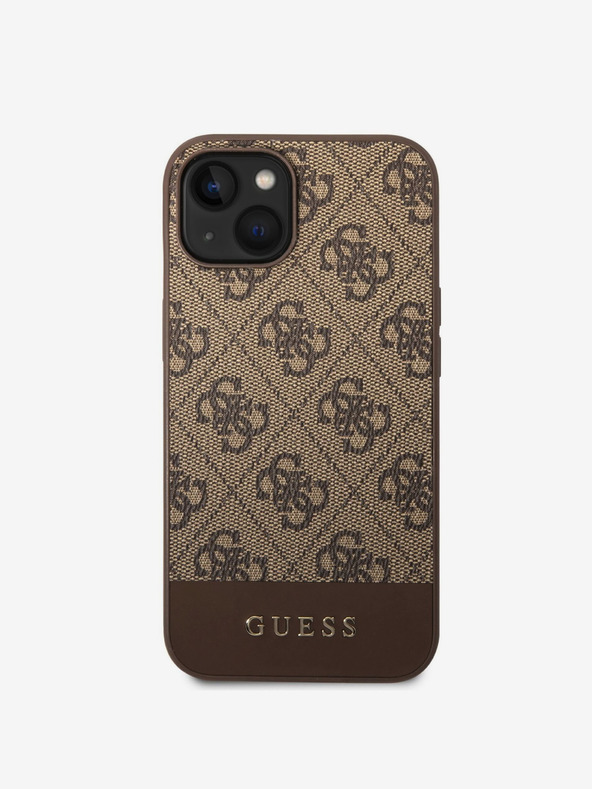 Guess Guess PU 4G Streifen-Rückseite für iPhone 14 Braun