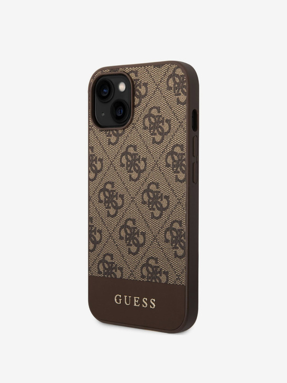 Guess Guess PU 4G Streifen-Rückseite für iPhone 14 Braun
