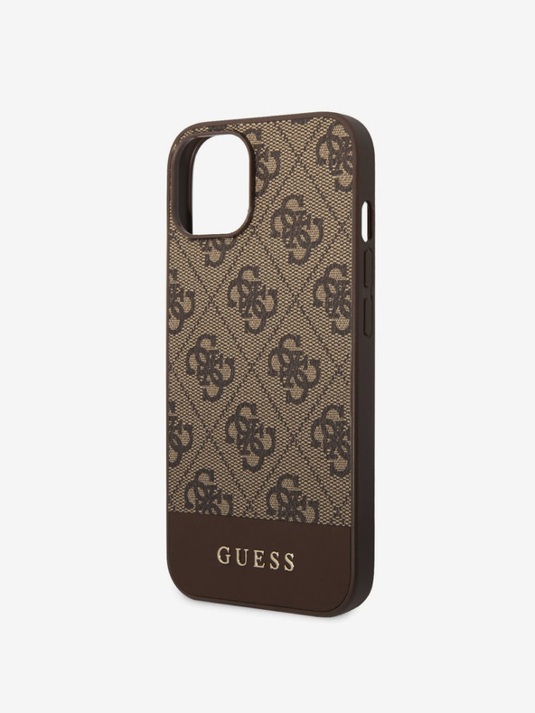 Guess Guess PU 4G Streifen-Rückseite für iPhone 14 Braun