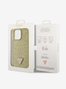 Guess Guess Strass Dreieck Metall Logo Hülle für iPhone 14 Pro Max Gold
