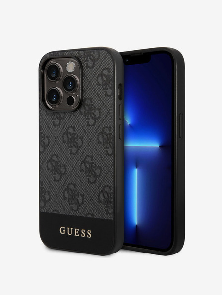 Guess Guess PU 4G Streifen-Rückseite für iPhone 14 Pro Max Grau