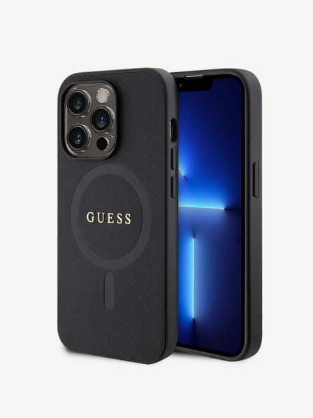 Guess PU Saffiano MagSafe Rückseite Hülle für iPhone 15 Pro Black Handyhülle