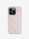 Guess PU 4G Strass Triangle Metal Logo Rückseite Hülle für iPhone 15 Pro Pink Handyhülle