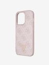 Guess PU 4G Strass Triangle Metal Logo Rückseite Hülle für iPhone 15 Pro Pink Handyhülle
