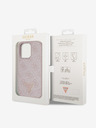 Guess PU 4G Strass Triangle Metal Logo Rückseite Hülle für iPhone 15 Pro Pink Handyhülle