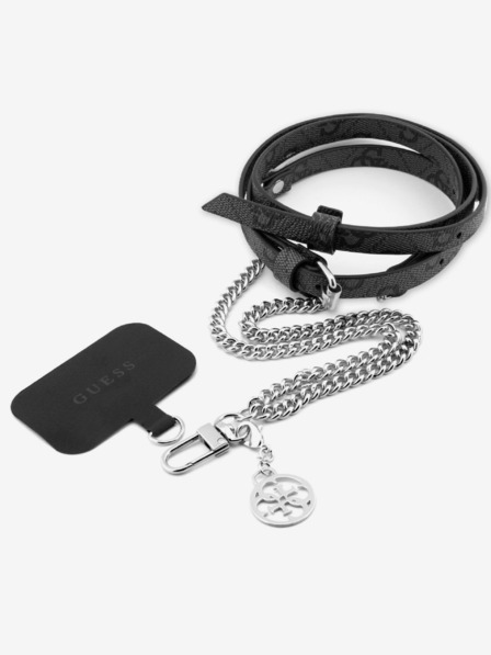 Guess Guess Crossbody Riemen PU 4G Kette mit Charm Silber/Schwarz