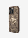Guess Guess PU 4G Metall-Logo-Rückseite für iPhone 15 Pro Braun
