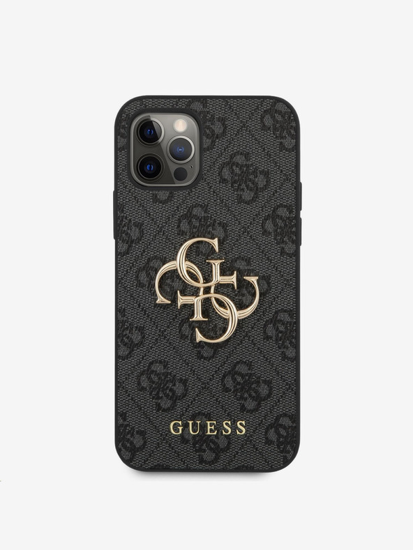 Guess Guess PU 4G Metall-Logo Rückwand für iPhone 12 Pro Max Grau