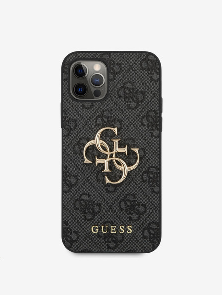 Guess Guess PU 4G Metall-Logo Rückwand für iPhone 12 Pro Max Grau