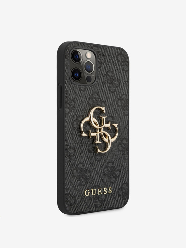 Guess Guess PU 4G Metall-Logo Rückwand für iPhone 12 Pro Max Grau
