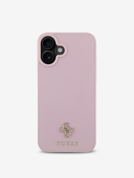Guess Guess PU Grained 4G Small Metall Logo MagSafe Back Cover für iPhone 16 Pink