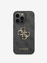 Guess Guess PU 4G Metall-Logo-Rückseite für iPhone 14 Pro Grau