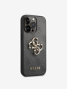 Guess Guess PU 4G Metall-Logo-Rückseite für iPhone 14 Pro Grau