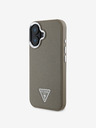 Guess Guess PU Grained Triangle Logo Back Cover für iPhone 16 Braun
