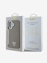 Guess Guess PU Grained Triangle Logo Back Cover für iPhone 16 Braun