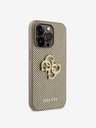 Guess Guess PU Perforated 4G Glitter Metal Logo Back Cover für iPhone 15 Pro Gold