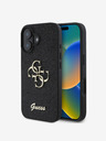 Guess Guess PU Fixed Glitter 4G Metall Logo Back Cover für iPhone 16 Plus Schwarz