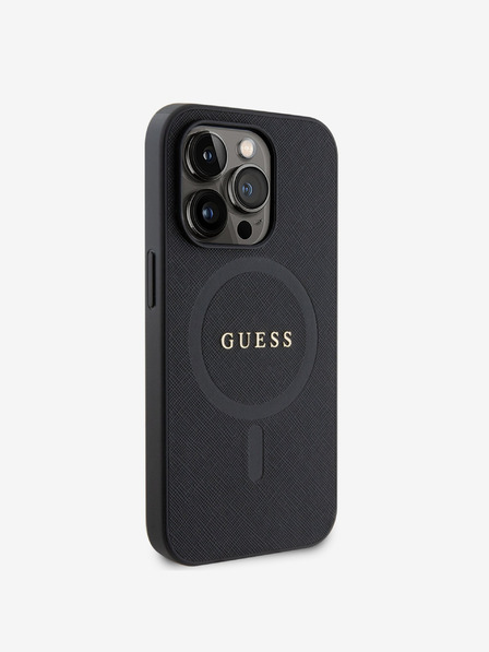 Guess PU Saffiano MagSafe Rückseite Hülle für iPhone 15 Pro Max Schwarz Handyhülle