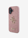 Guess Guess PU Fixed Glitter 4G Metall Logo Back Cover für iPhone 16 Pink